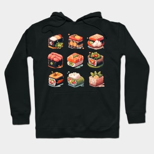 Cute Sushi Anime Food Pixel Art Hoodie